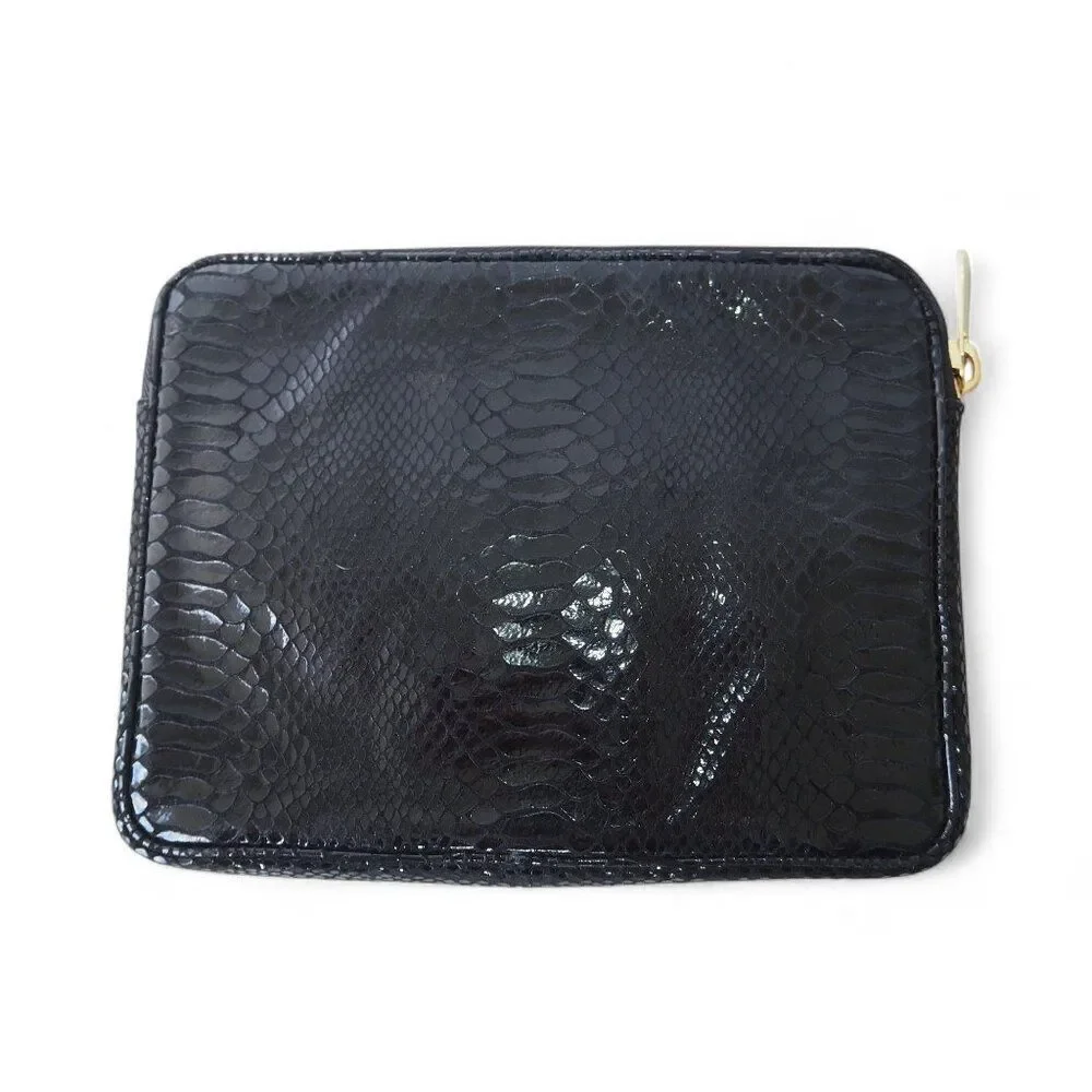 Michael Kors Patent Leather‎ Croc Print Tablet Mini Clutch Black / Gold